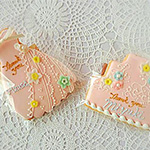 アイシングクッキー ウェディング　プチギフト　ピンク(花)ドレス＆ケーキ型 ￥430